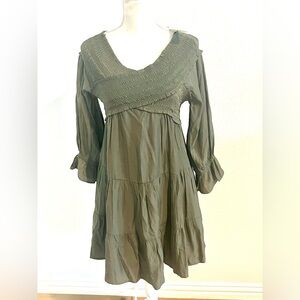 Mustard Seed Khaki Long Sleeve Dress